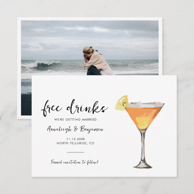 Script de Foto Moderna para Casamento Save the Dat (Frente/Verso)