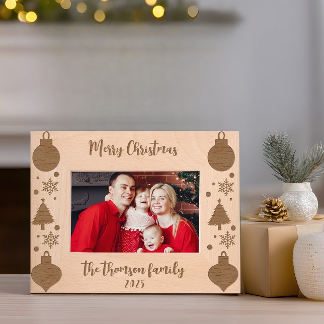 Script de Ornamentos em Flocos de Neve em Árvore d (picture frames laser etched wooden rustic laser engraved gift keepsake couple with names wooden )