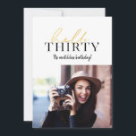 Script de ouro moderno  aniversário de 30 anos geo<br><div class="desc">Script de efeito ouro moderno e foto geométrica de trinta anos convidada. Padrão geométrico do dorso.</div>