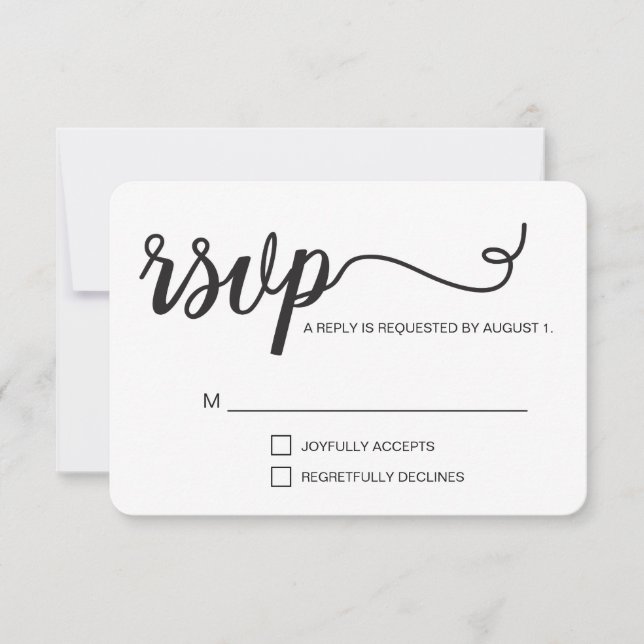 Script de RSVP simples em preto e branco elegante (Frente)