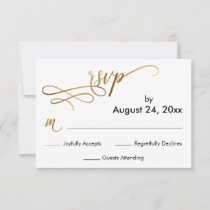 Script Dourado Elegante na placa RSVP Simples