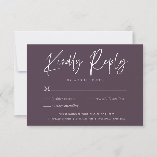 Script Elegante | Cartão de Resposta de RSVP de Ca (Frente)