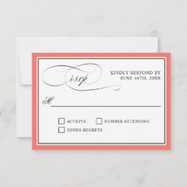Script Elegante floresce a borda coral RSVP