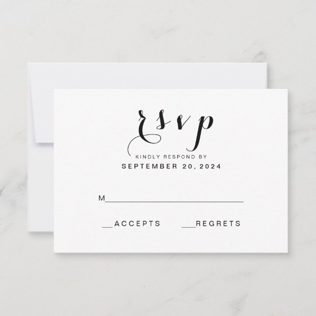 Script Elegante Simples | Cartão RSVP de Casamento (Frente)