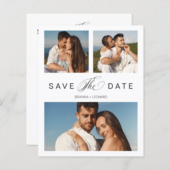 Script Elegante Simples para Casal de 3 Fotografia (Frente/Verso)