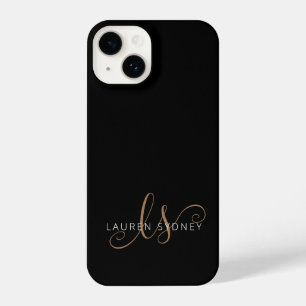 Script Feminino Dourado Preto Moderno Monograma