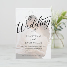 Script Flourish Modern Photo Weding Convite