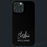 Script manuscrito de assinatura monograma preto<br><div class="desc">Na moda,  capa de telefone personalizada moderna de monograma,  com uma tipografia moderna de assinatura minimalista,  emparelhada com letra sans-serif em preto e branco mínimo Faça-o o seu,  adicionando o seu próprio nome monograma e texto no lado da coluna para criar um design tão único quanto você é.</div>