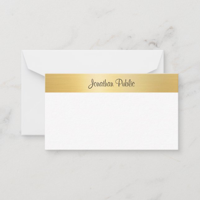 Script manuscrito de Modelo branco moderno Dourado (Frente)