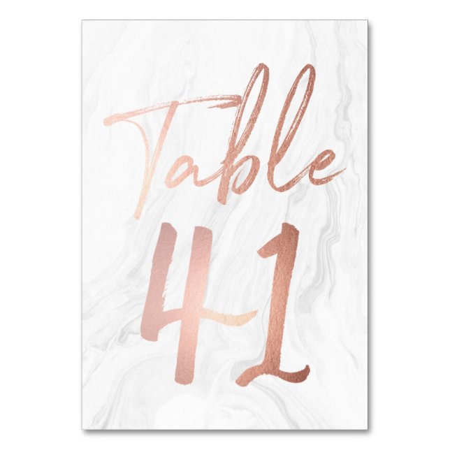Script Marble e Rosa Dourado | Cartão de Número de (Frente)