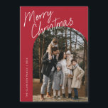 Script Merry Christmas Arch Photo Magnetic Card<br><div class="desc">Script Merry Christmas Arch Magnetic Card apresenta um roteiro divertido e moderno em uma foto arquivada,  juntamente com uma segunda foto no verso e na sala para sua mensagem.</div>