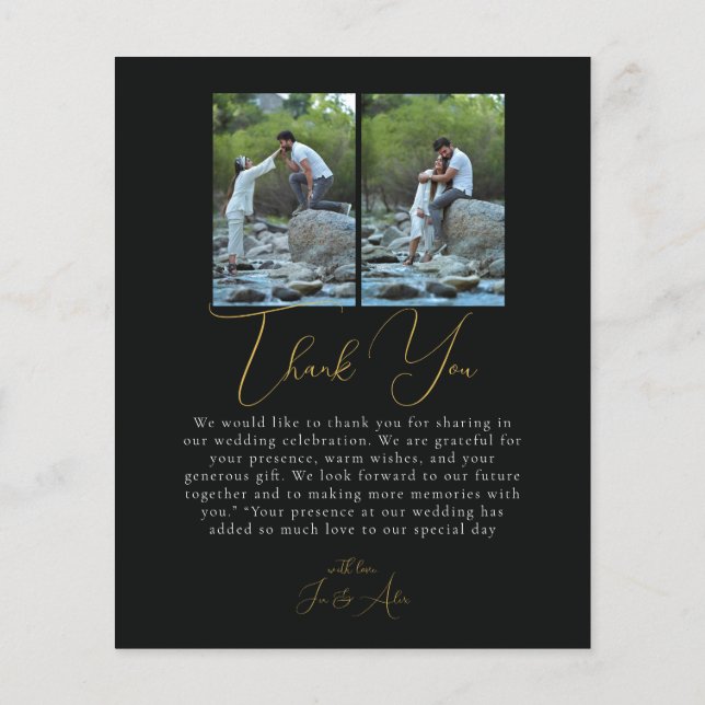 Script Minimalist Photo Collage Thank You Cards (Verso)