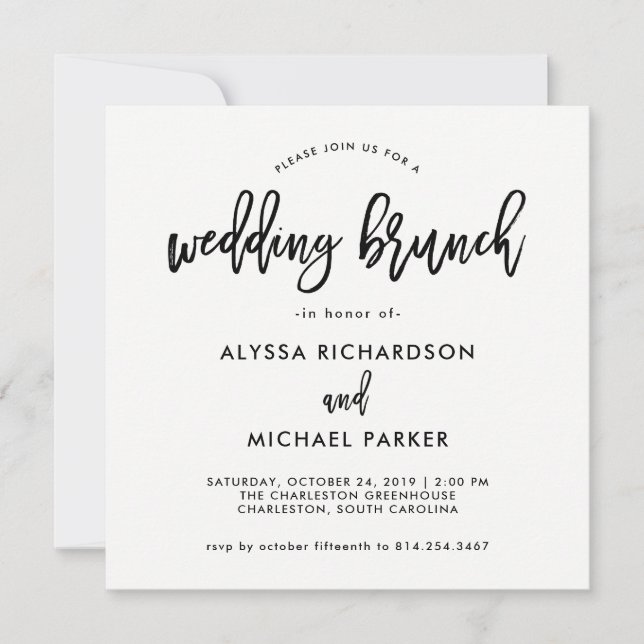 Script Moderno | Convite Brunch de Casamento (Frente)
