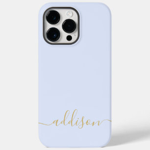 Script Moderno de Monograma Azul Girly Personaliza