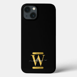 Script Moderno do Monograma Dourado e Preto Elegan