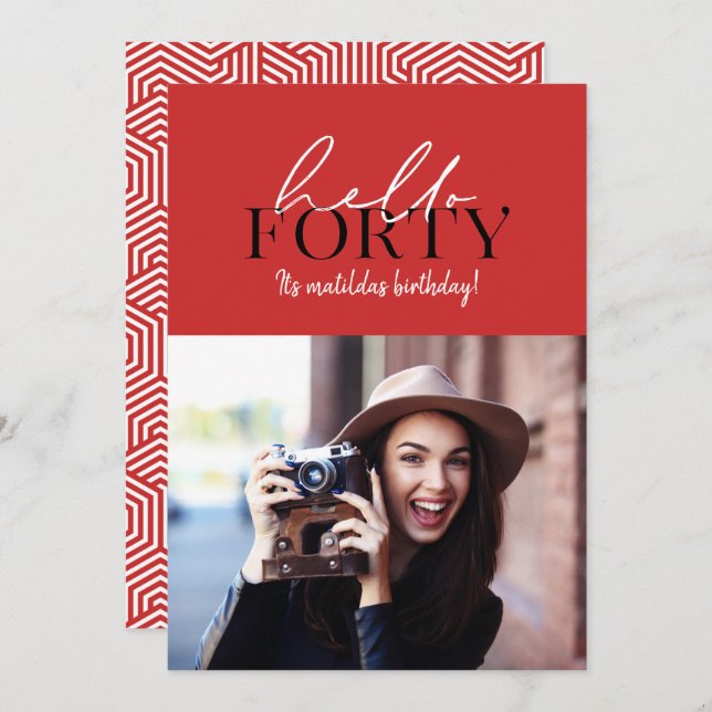 Script moderno e aniversário de 40 anos geométrico (Frente/Verso)