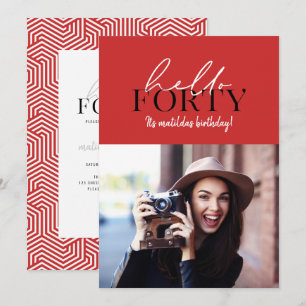 Script moderno e aniversário de 40 anos geométrico