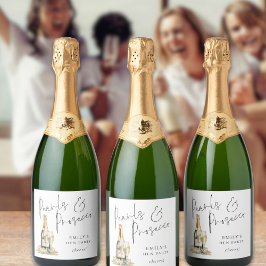 Script Moderno Pearls Prosecco Cheers Partido Hen