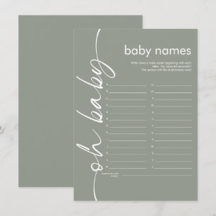 Script Oh Baby Names Cartão de Chá