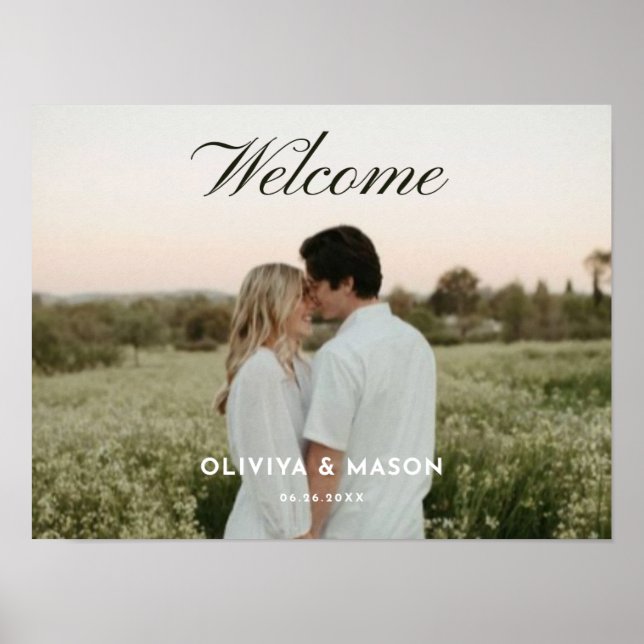 Script Photo Wedding Welcome Sign Poster (Frente)