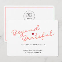 Script simples com coração - Cartões de agradecime