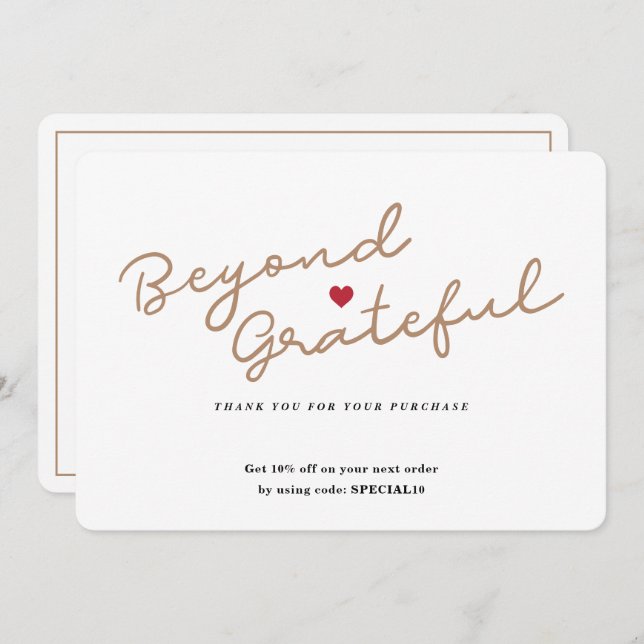 Script simples com coração - Cartões de agradecime (Frente/Verso)