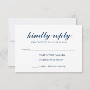 Script Simples e Elegante de Casamento RSVP Azul M