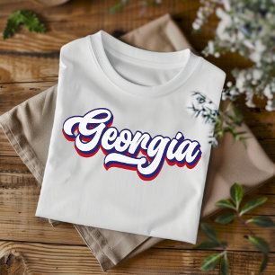 Script T-Shirt de Imagem Vermelha e Azul Georgia W