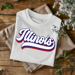 Script T-Shirt do Illinois Red White e Blue Vintag