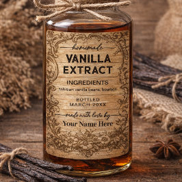 Script Vintage Homemade Vanilla Extract Label
