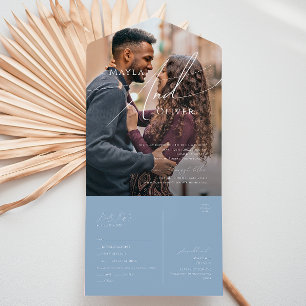 Script Whimsical Blue Casual Photo Seal and Send