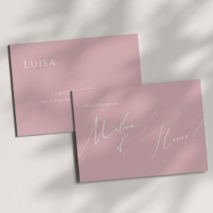 Script Whimsical Cartões de honra de Rosa Dusty