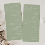 Script Whimsical | Programa de Casamento Verde de<br><div class="desc">Apresentando nossa impressionante escrita caprichosa | programa de casamento verde sage perfeito para a sua simples celebração do primavera boho moderno. Nosso elegante design inclui uma paleta de cores vibrante brilhante e pastel com um script de caligrafia quic vintage. Quer você prefira um estilo minimalista ou clássico, nosso produto editável...</div>