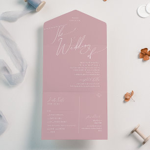 Script Whimsical Rosa de Casamento de Selo e Env
