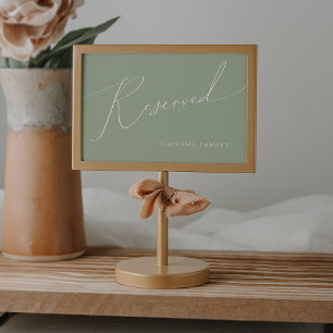 Script Whimsical Sage Green Reserved Sign