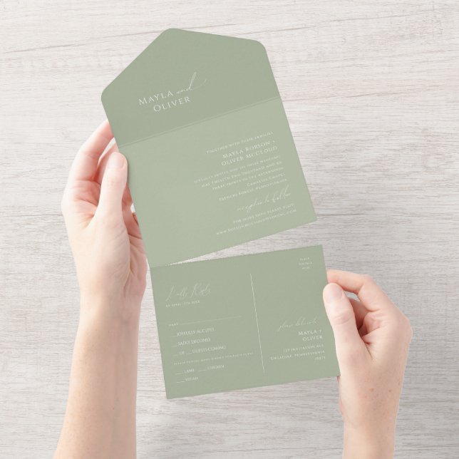 Script Whimsical | Sage Green Seal e Send (Aba destacável)
