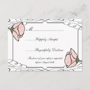 Scrollwork e flor cor-de-rosa que Wedding o cartão