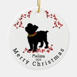 Scruffy Mutt Berry Feliz Ornamento de Natal