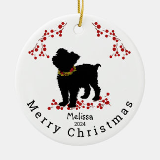 Scruffy Mutt Berry Feliz Ornamento de Natal