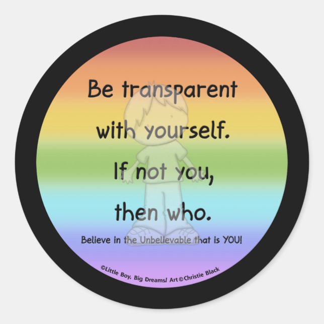 Sê transparente adesivo redondo clássico (Frente)