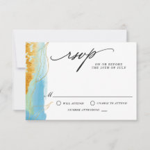 Sea and Sand Modern Watercolor Weding RSVP