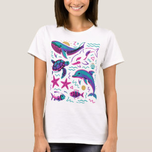 Sea Animal 90s - Camisa retrô   Baleia-Natureza Oc