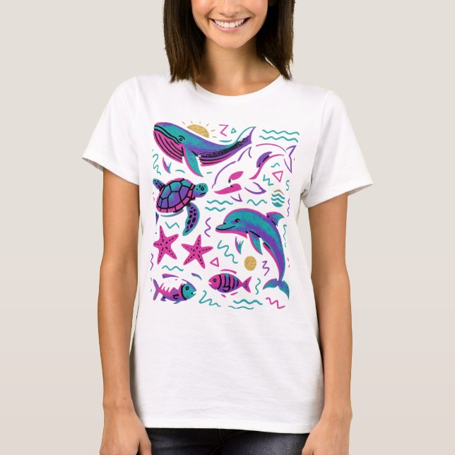 Sea Animal 90s - Camisa retrô | Baleia-Natureza Oc (Frente)