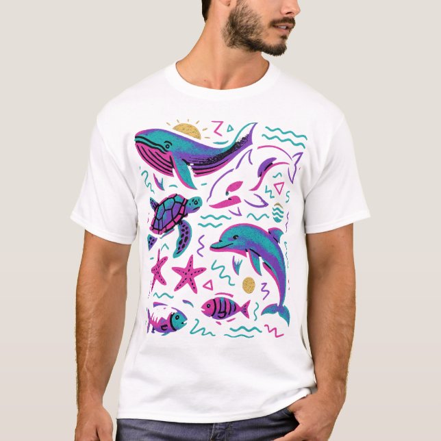 Sea Animal 90s - Camisa retrô | Baleia-Natureza Oc (Frente)