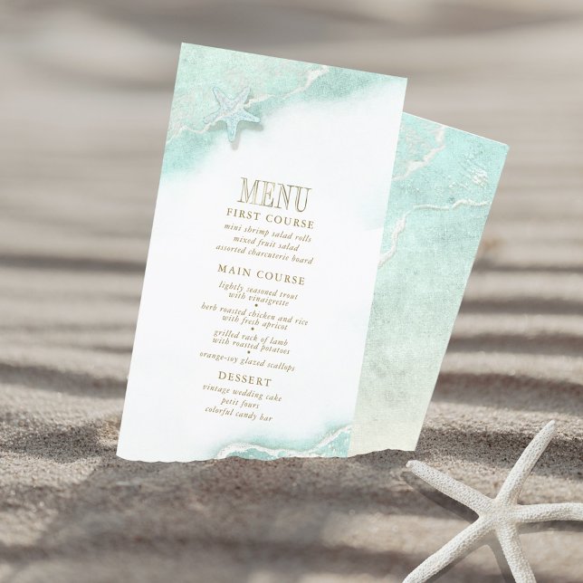 Sea Foam Beach Wedding Menu V2 ID837 (Criador carregado)