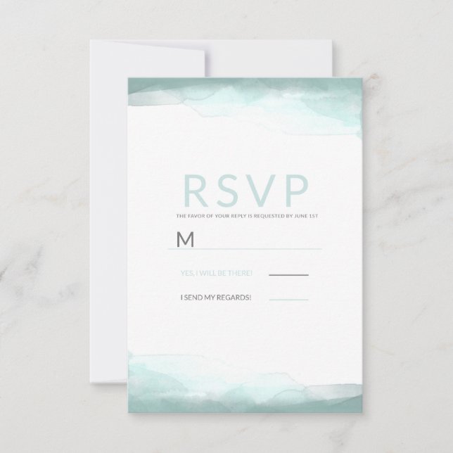 Sea Foam Green Watercolor Modern Wedn RSVP (Frente)