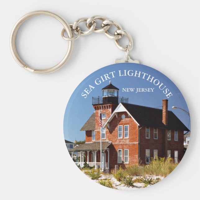 Sea Girt Lighthouse, Nova Jersey Round Chaveiro (Frente)