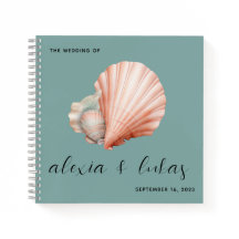 Sea Green com Shell Weding Guest Book