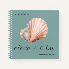 Sea Green com Shell Weding Guest Book