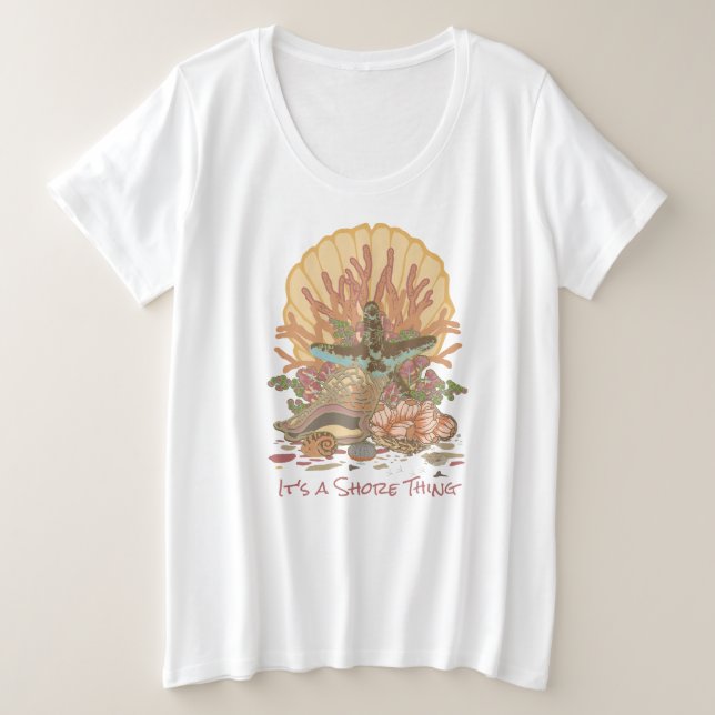Sea Shore Beach Vibe Coral e T-Shirt (Frente do Design)